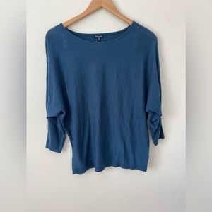 Splendid Crew Neck Whitlock Drop Needle Pullover Sweater in Teal, Size S.
